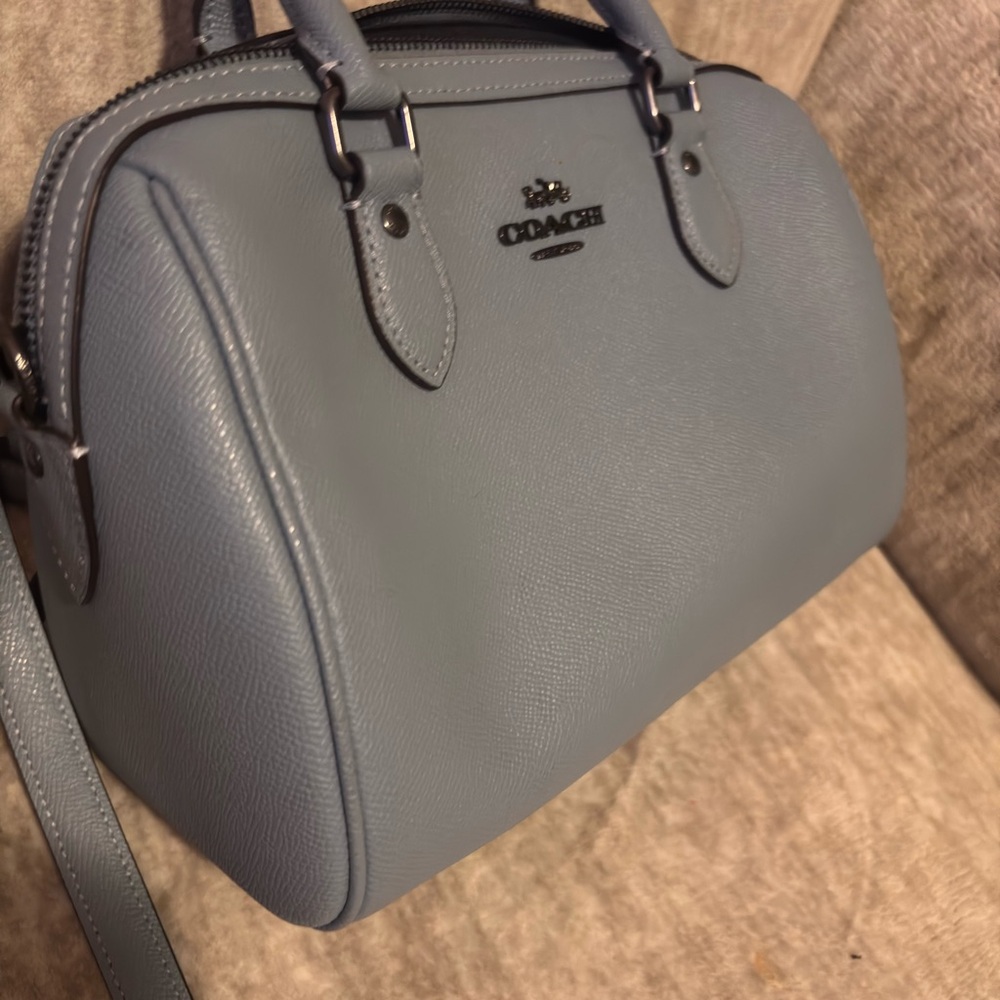 COACH Rowan Satchel Sky Blue Leather